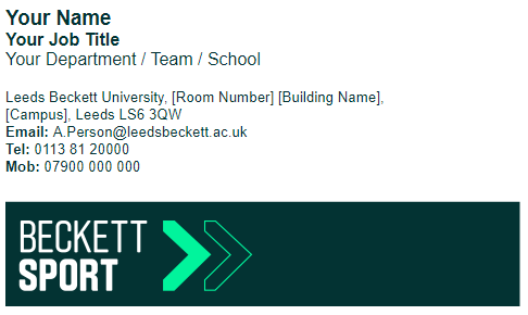 Beckett Sport email signature